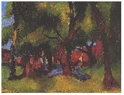 Children und sunny trees August Macke